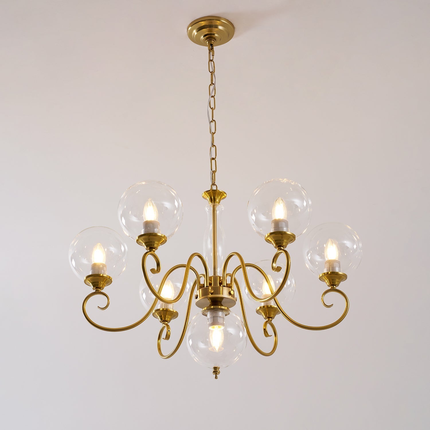 The 3+1 head chandelier in a cozy bedroom.