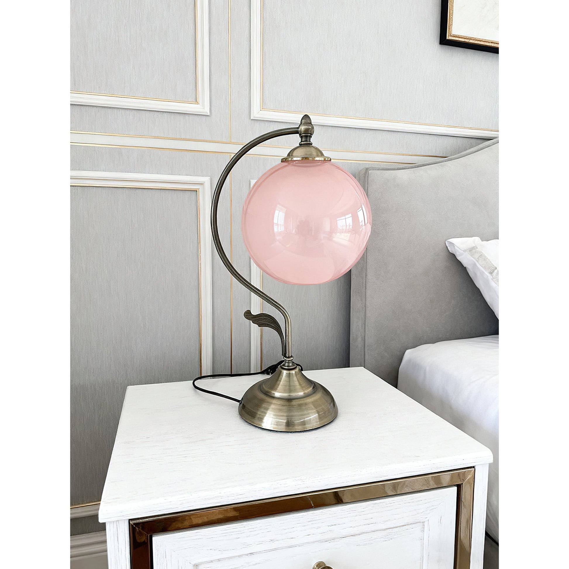 Top-down view of the Evelyn Glass Table Lamp's glass sphere.
