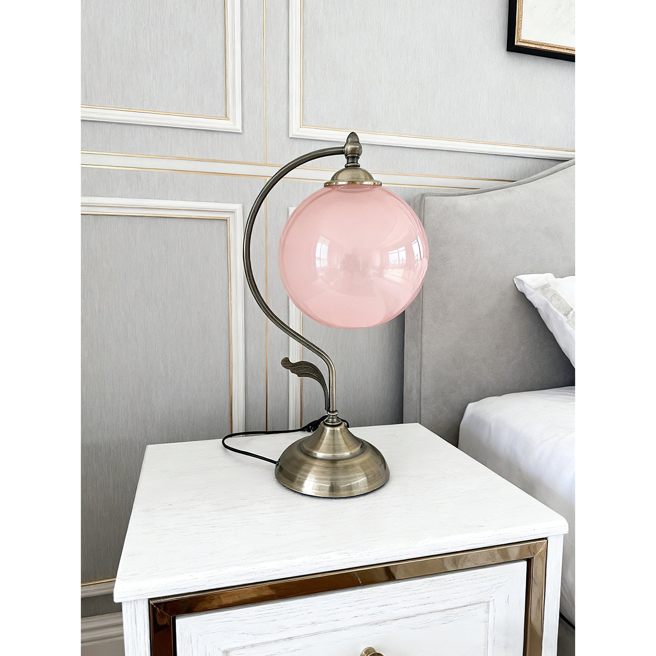 Top-down view of the Evelyn Glass Table Lamp's glass sphere.