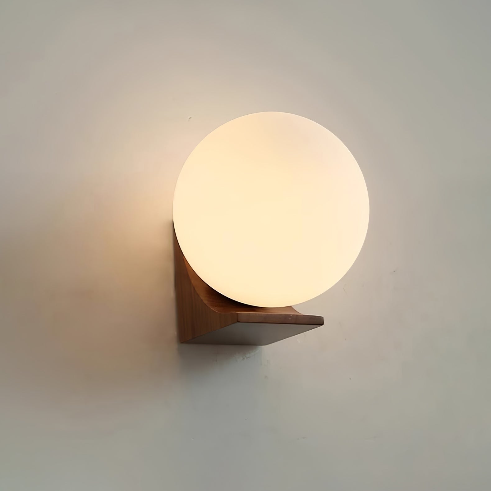 Icarara Modern Minimalist Orb Wood Glass Wall Lamp-Neutral Decor