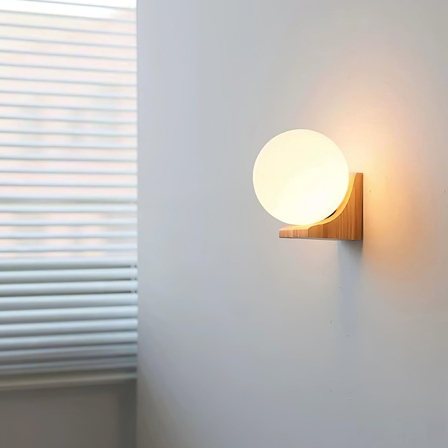 Icarara Modern Minimalist Orb Wood Glass Wall Lamp-Neutral Decor