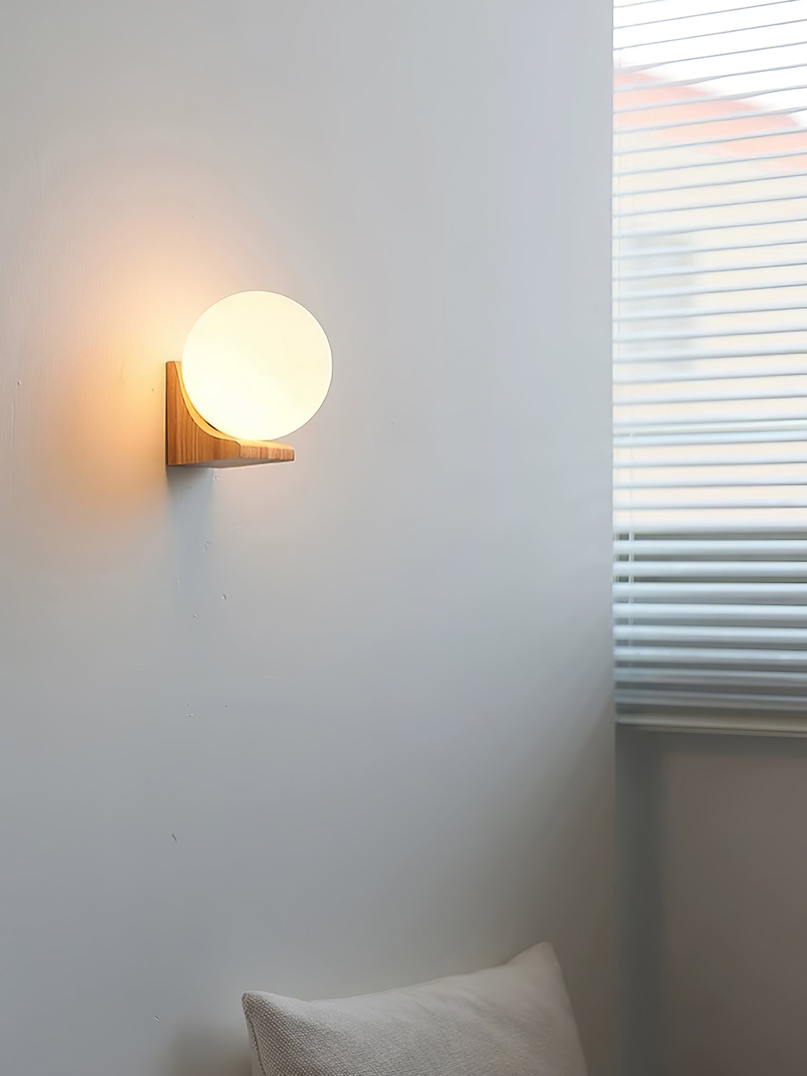 Icarara Modern Minimalist Orb Wood Glass Wall Lamp-Neutral Decor