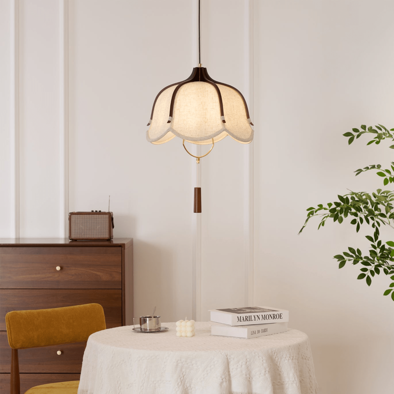 Lustra Pendant Lamp Lantern Modern Fabric-Neutral Decor