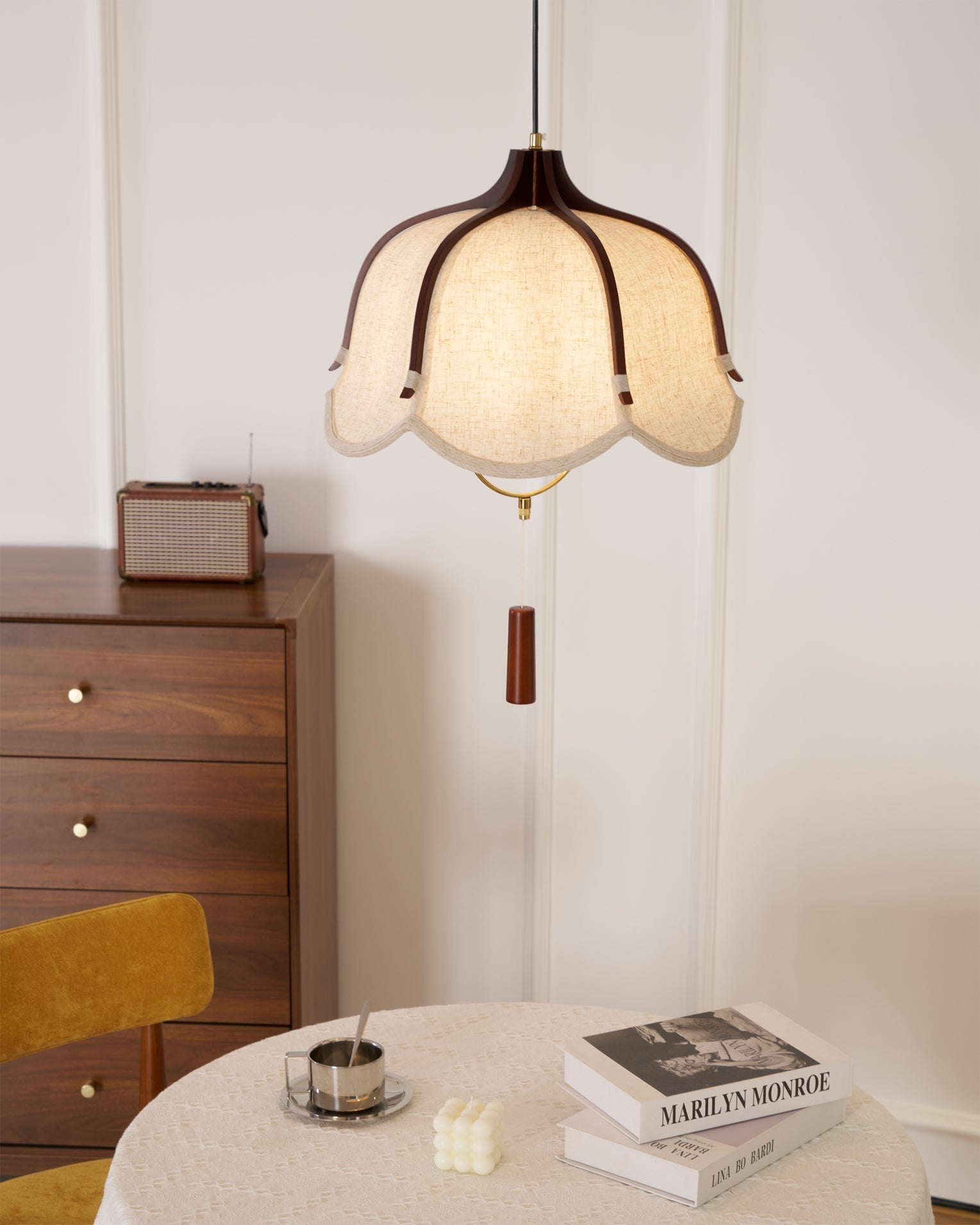 Lustra Pendant Lamp Lantern Modern Fabric-Neutral Decor