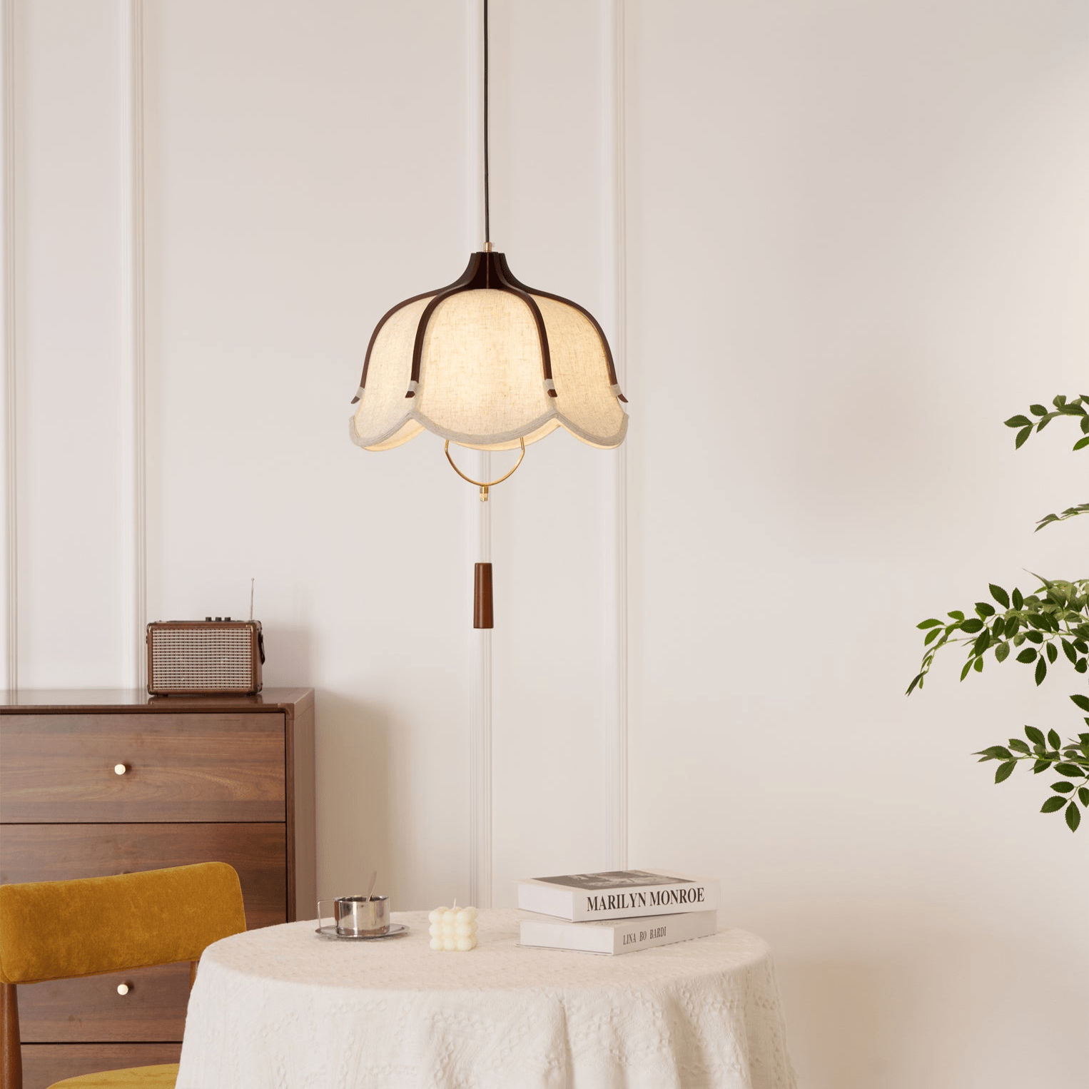 Lustra Pendant Lamp Lantern Modern Fabric-Neutral Decor