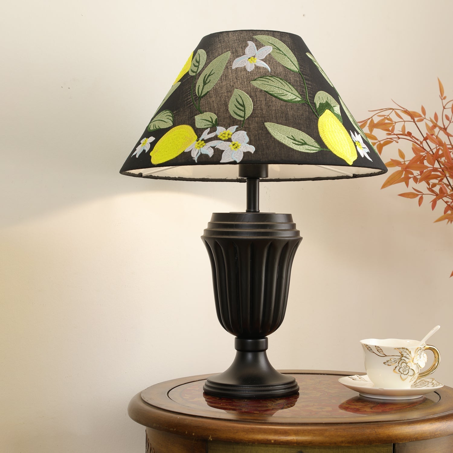 Orione Wood & Fabric Table Lamp-Neutral Decor