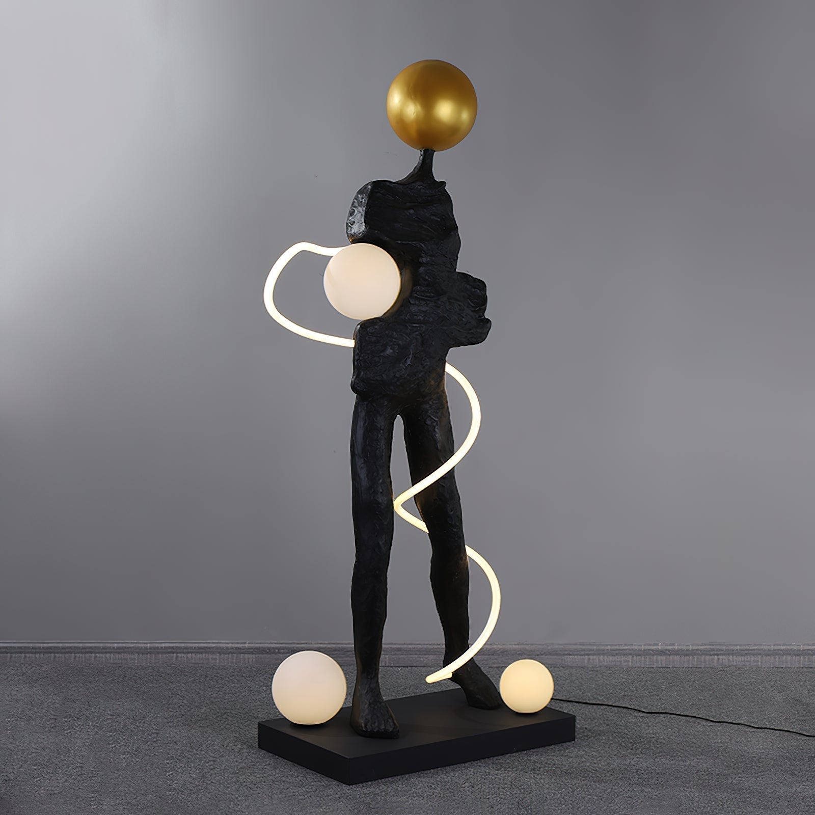 Nycaran Sculptural Black Floor Lamp-Neutral Decor