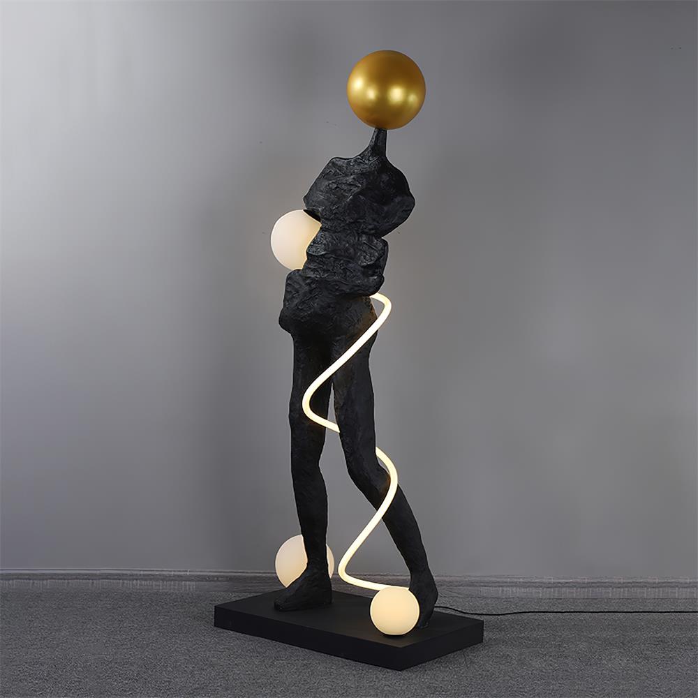 Nycaran Sculptural Black Floor Lamp-Neutral Decor
