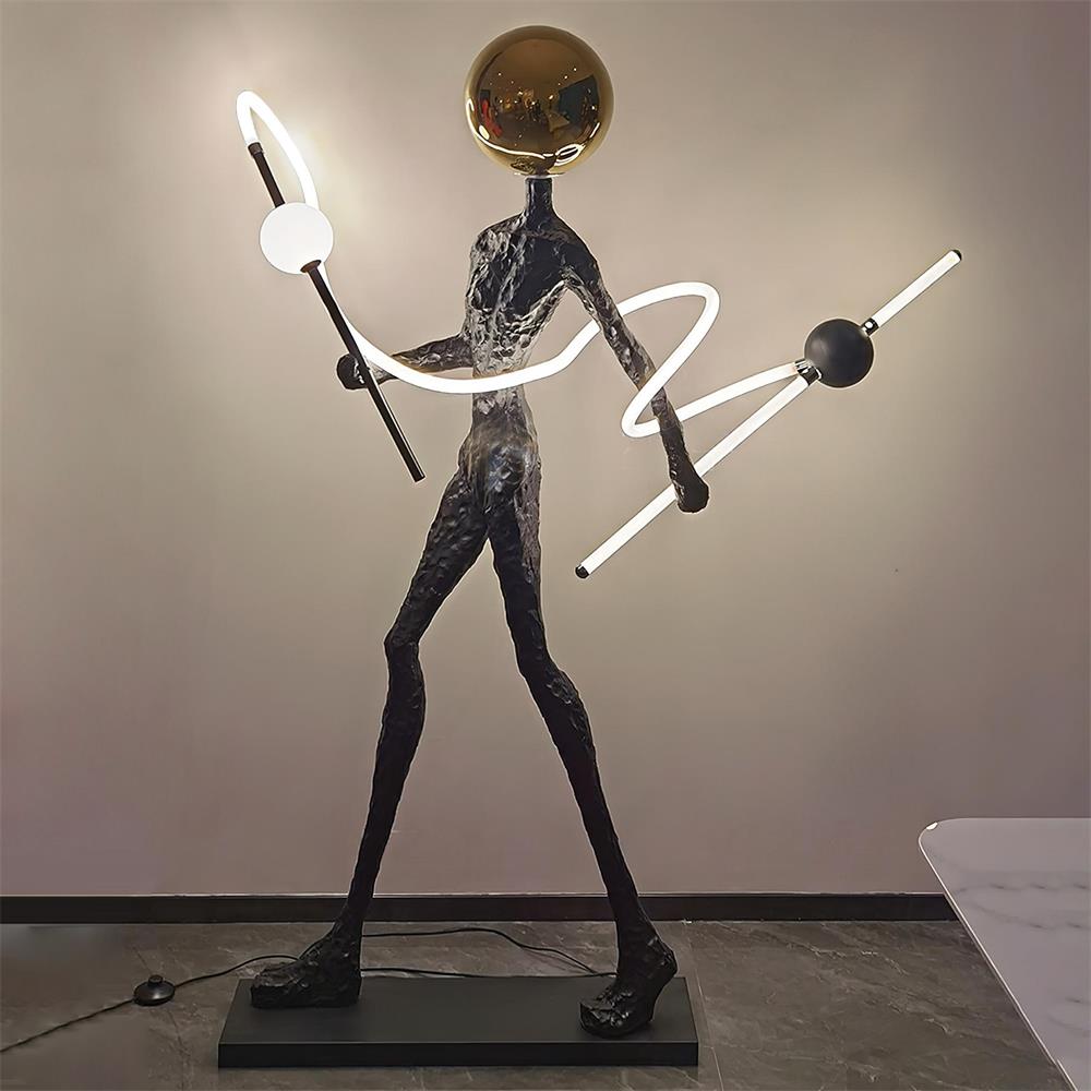Nycaran Sculptural Black Floor Lamp-Neutral Decor