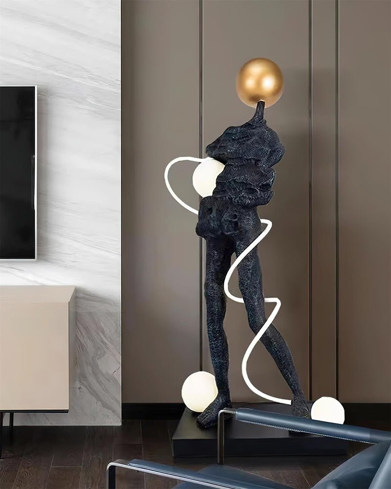 Nycaran Sculptural Black Floor Lamp-Neutral Decor