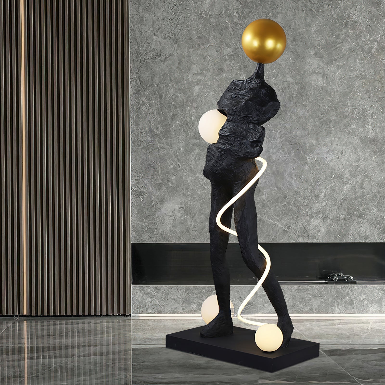 Nycaran Sculptural Black Floor Lamp-Neutral Decor