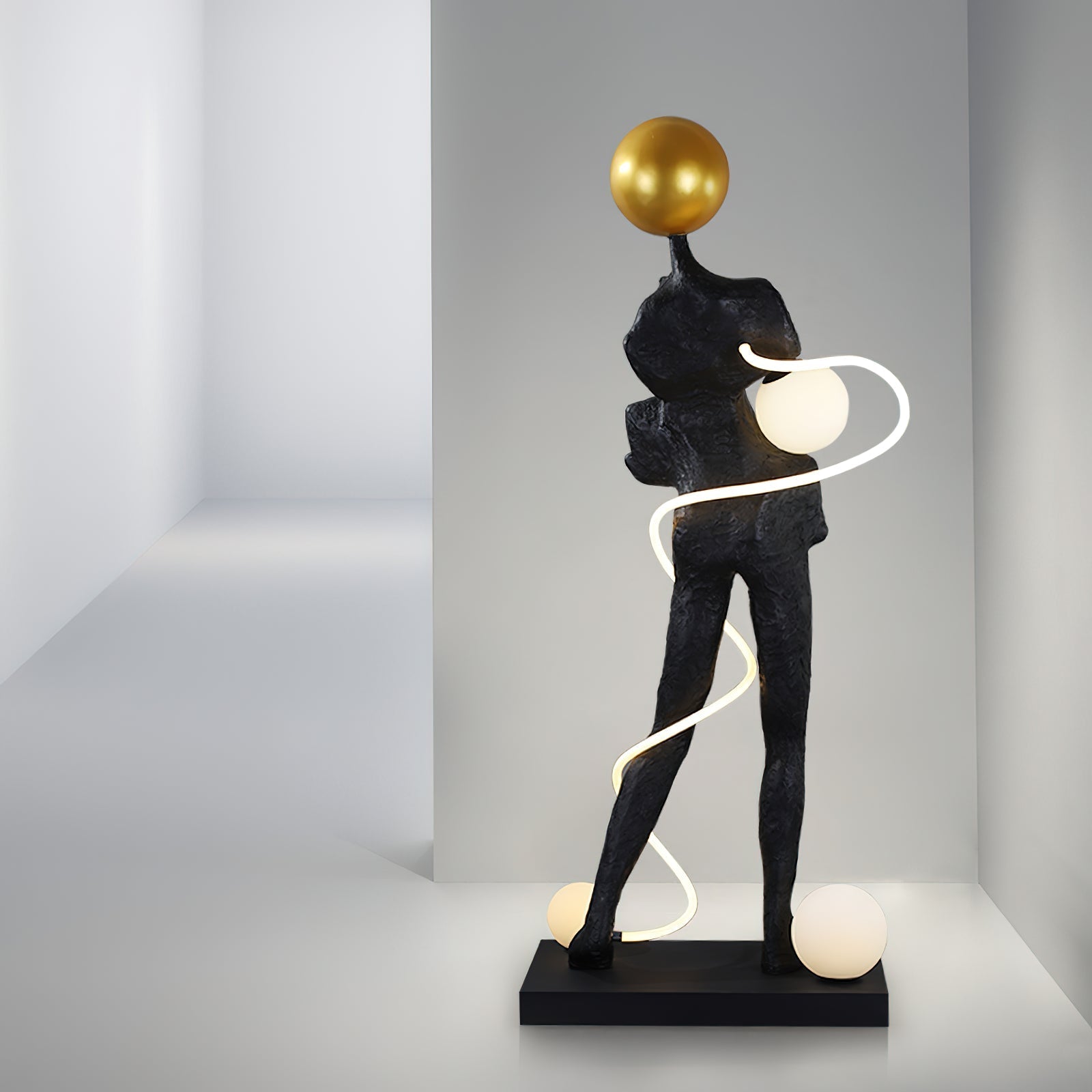 Nycaran Sculptural Black Floor Lamp-Neutral Decor