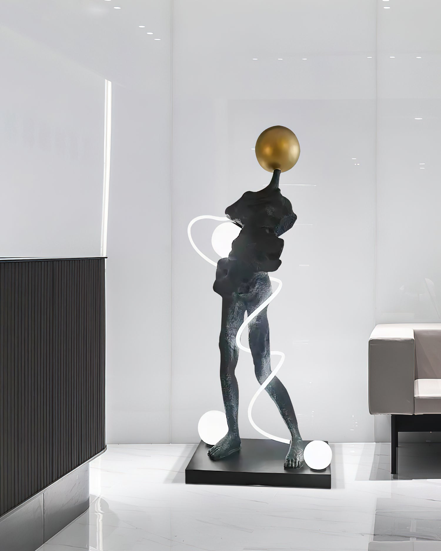 Nycaran Sculptural Black Floor Lamp-Neutral Decor