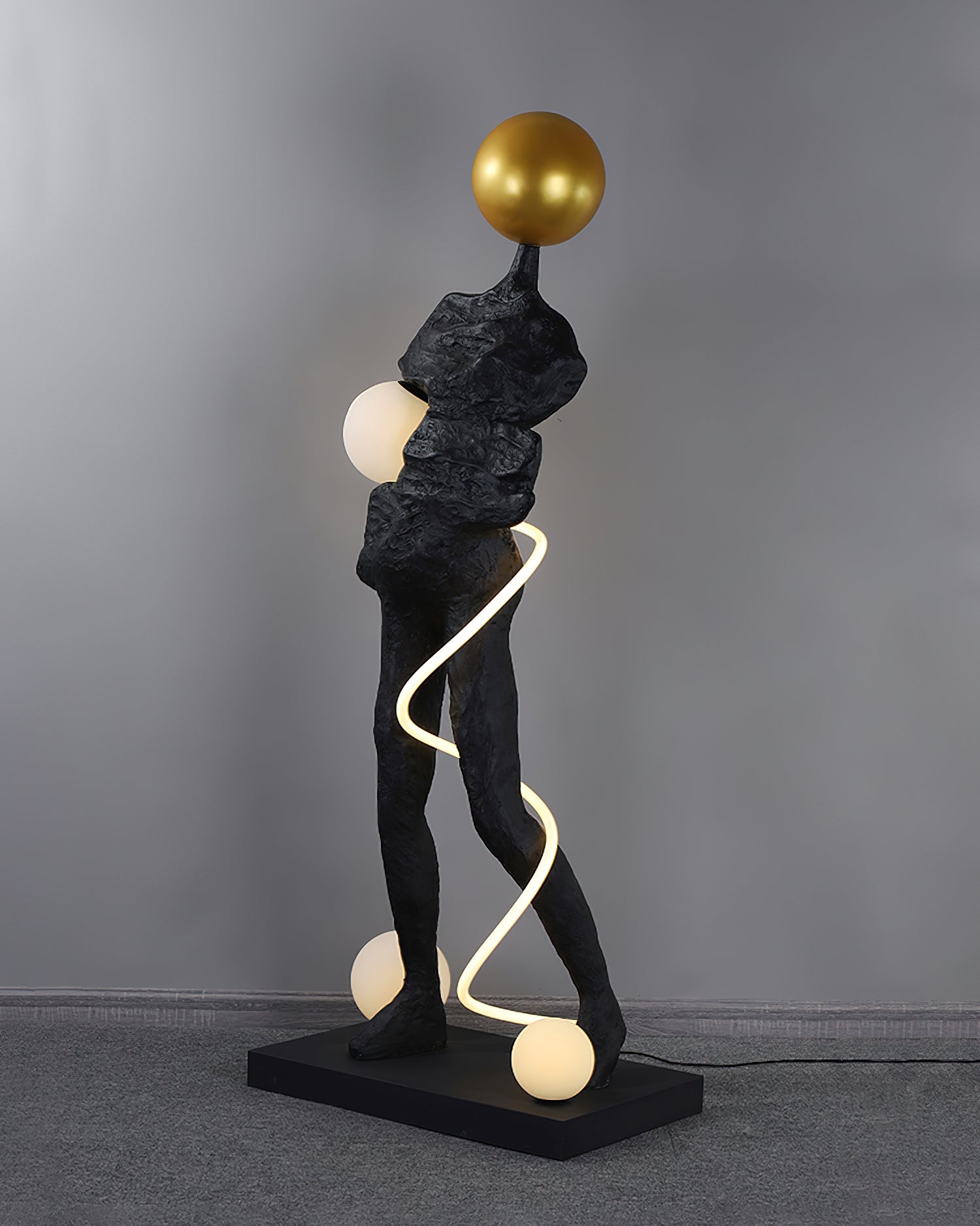 Nycaran Sculptural Black Floor Lamp-Neutral Decor