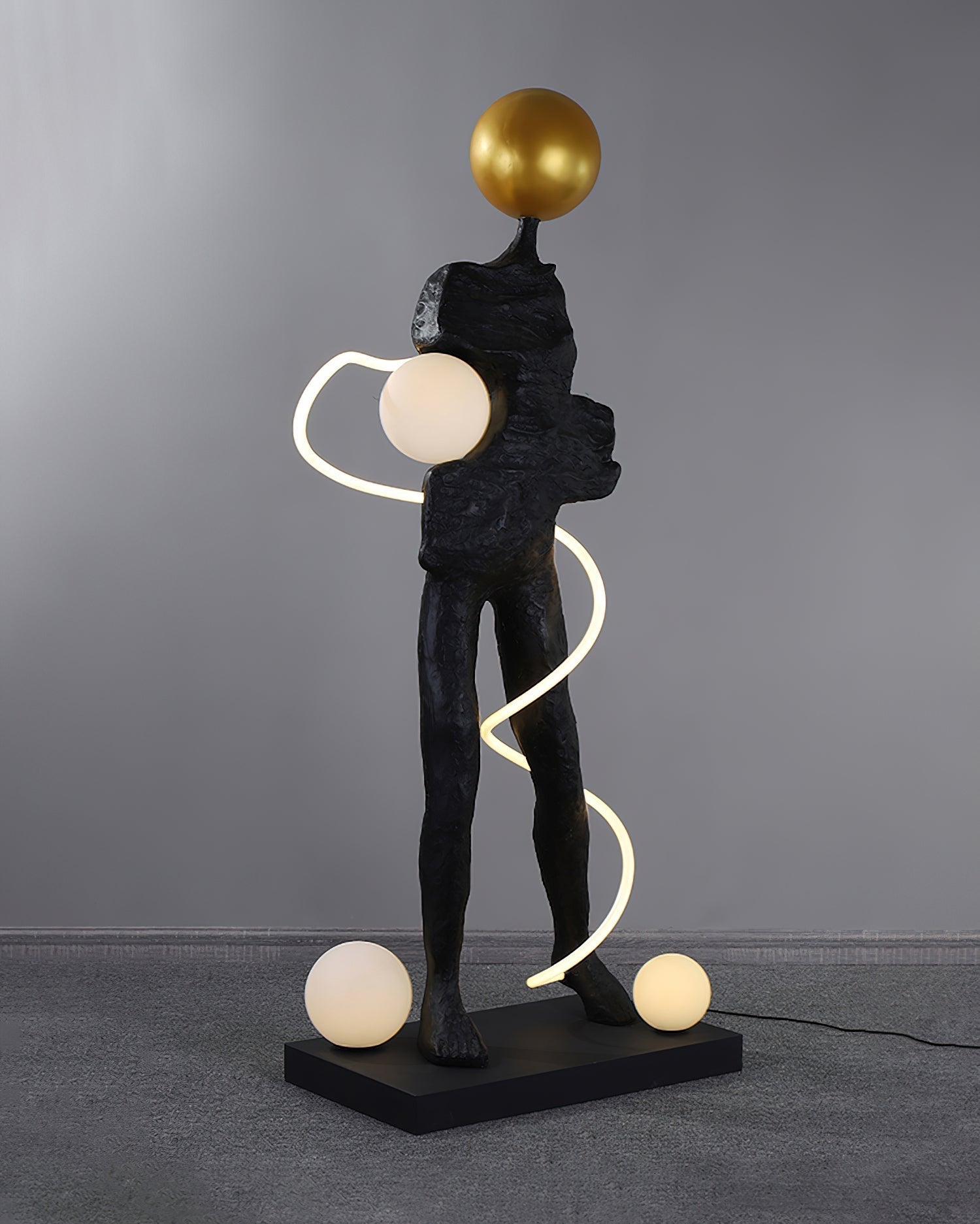 Nycaran Sculptural Black Floor Lamp-Neutral Decor