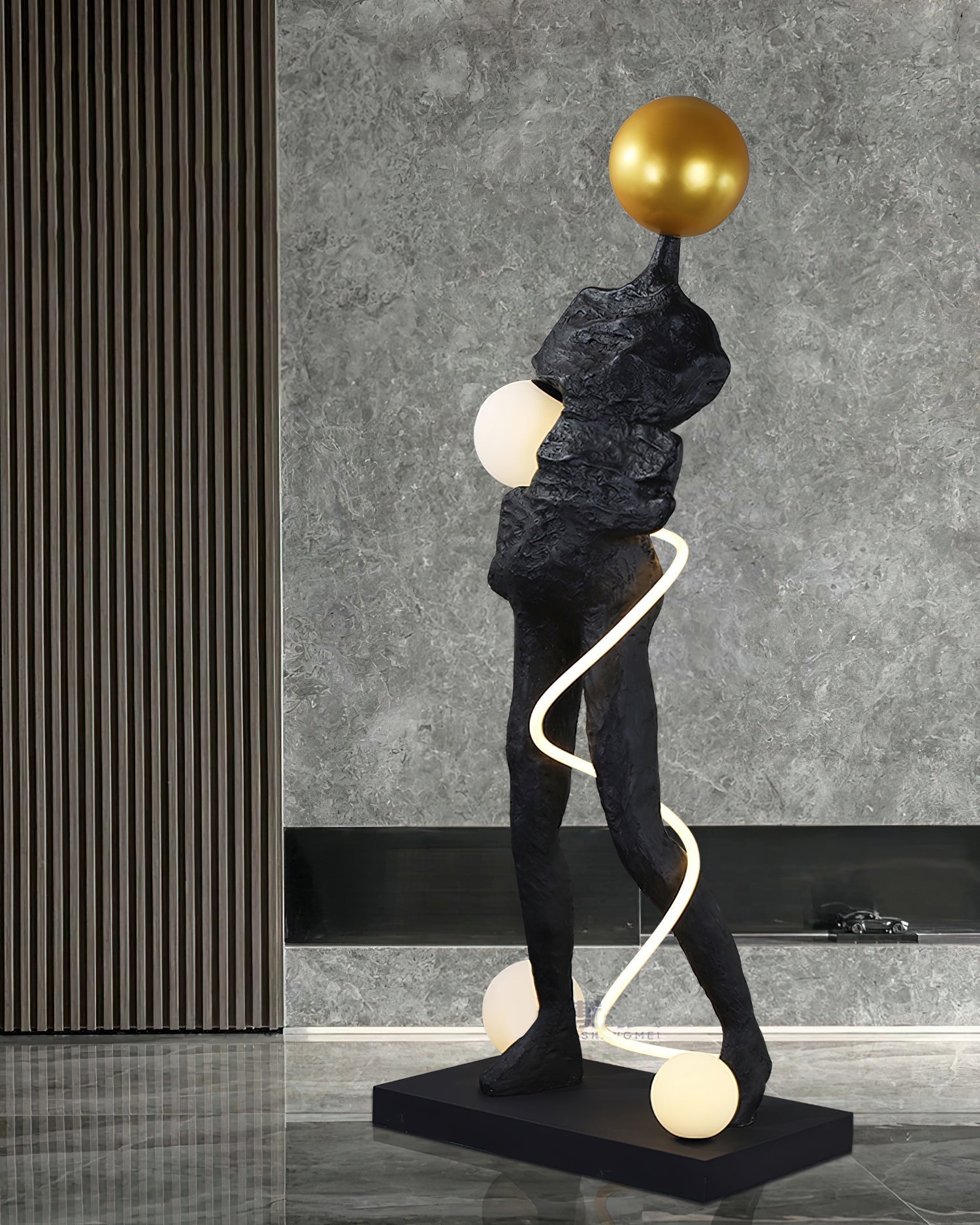 Nycaran Sculptural Black Floor Lamp-Neutral Decor