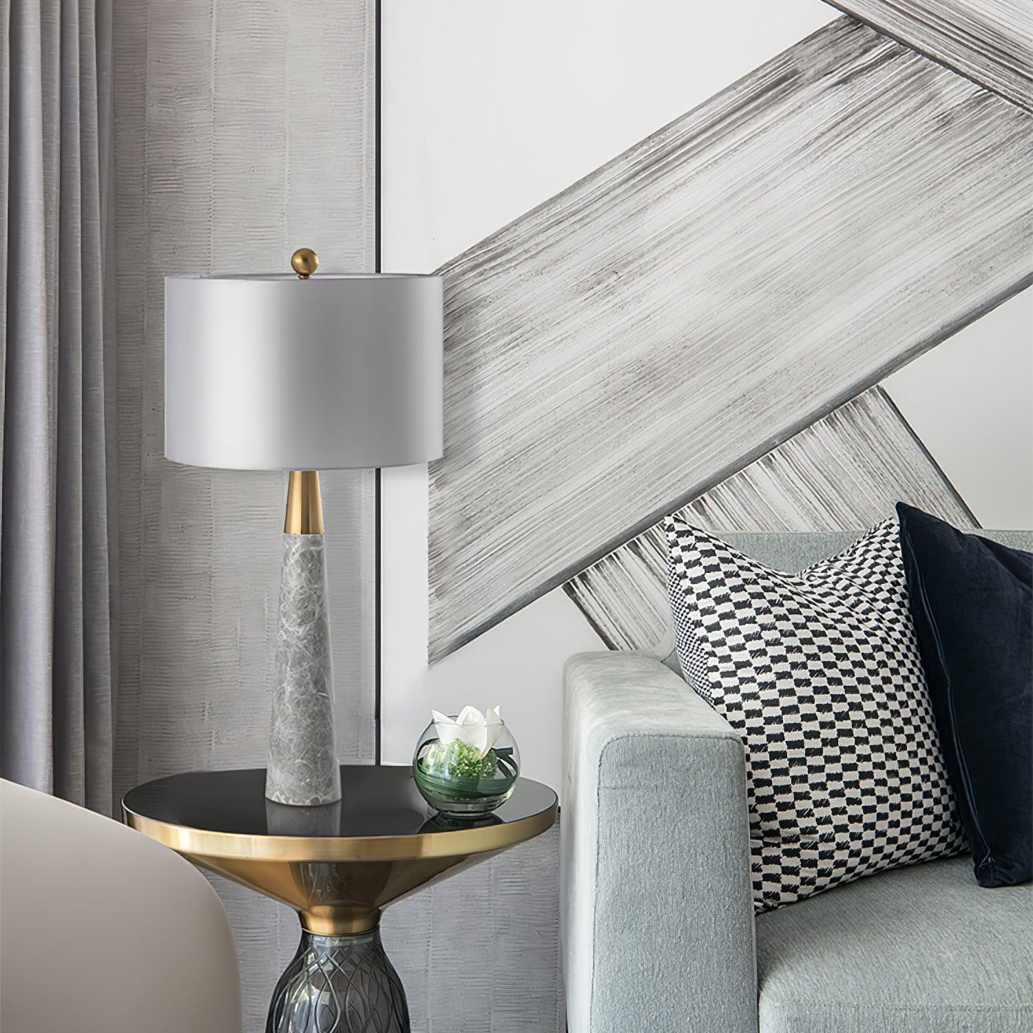 Yeth Marble Fabric Table Lamp-Neutral Decor