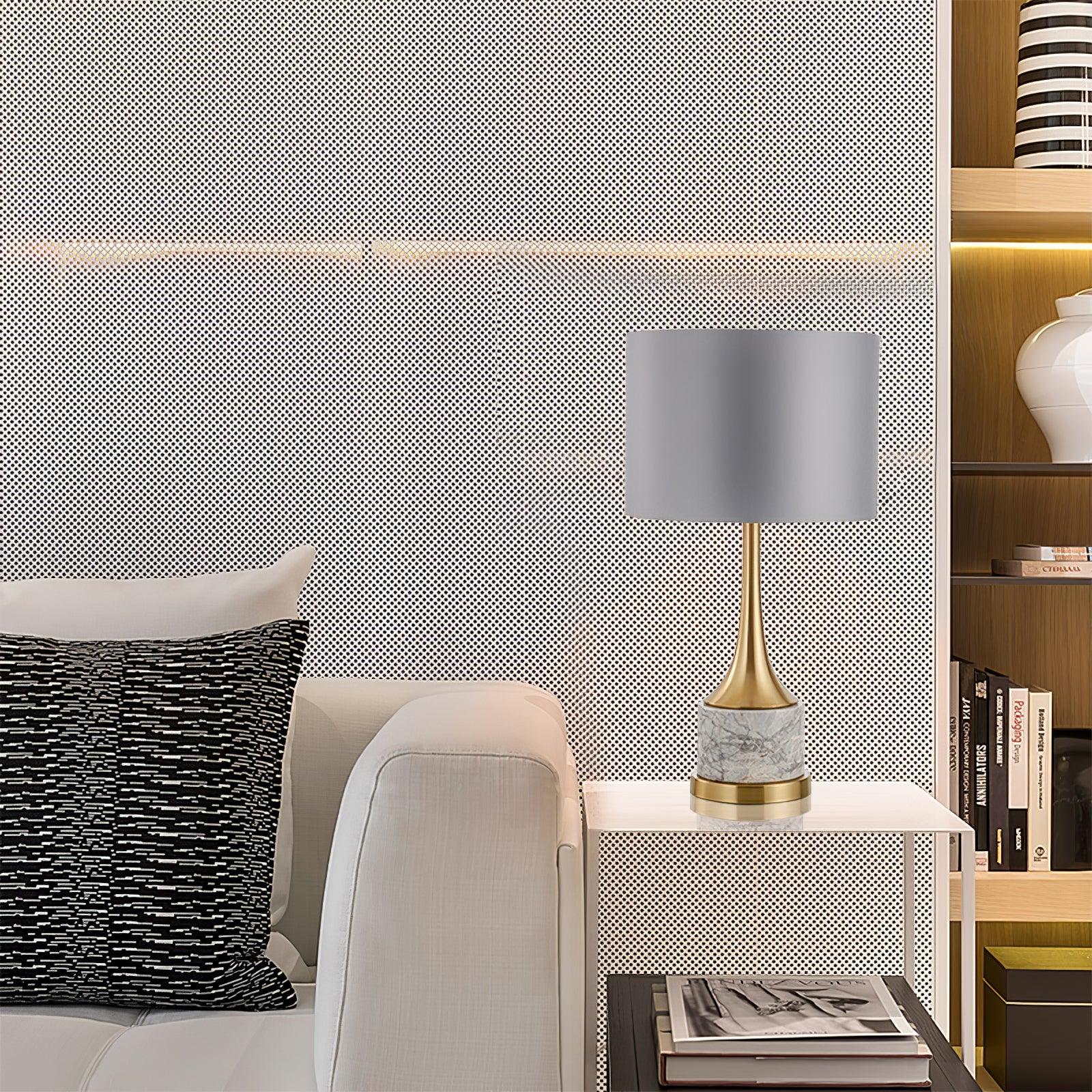 Yeth Marble Fabric Table Lamp-Neutral Decor