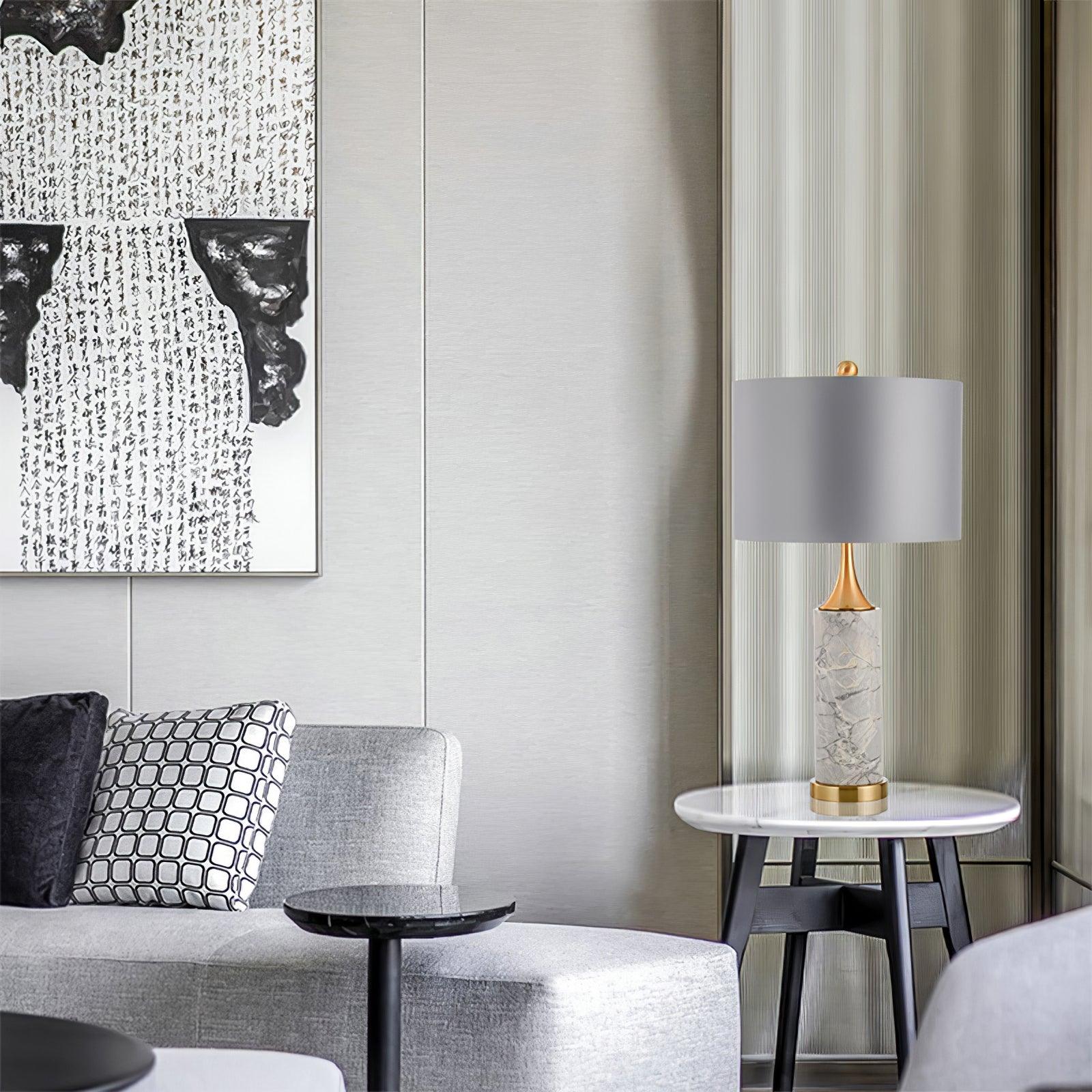 Yeth Marble Fabric Table Lamp-Neutral Decor