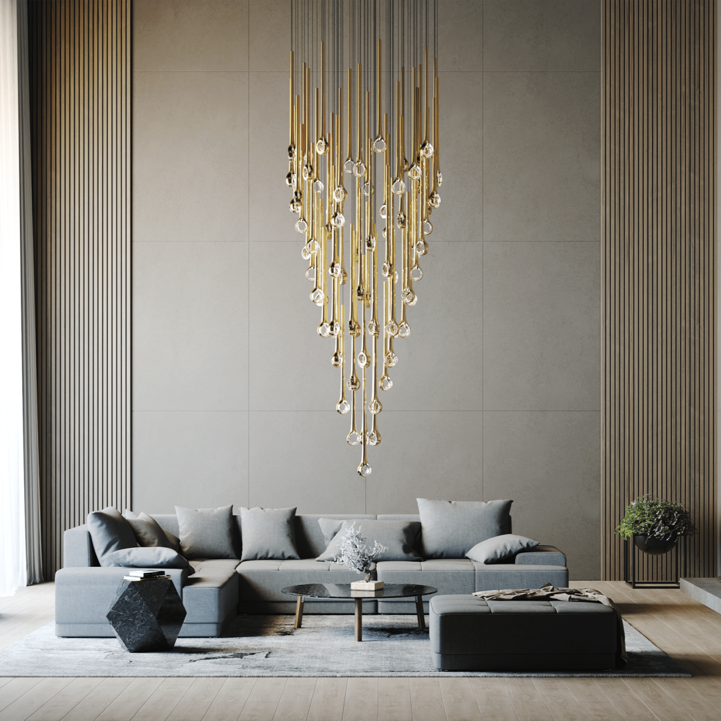 Cicarir Gradient Gold Glass Chandelier-Neutral Decor