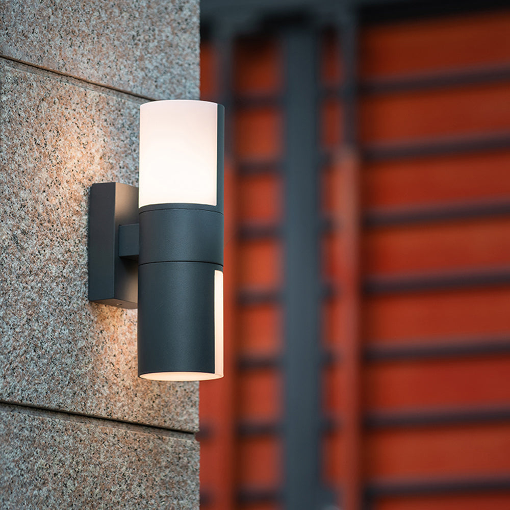 Ray Modern Cylindrical Metal/Acrylic Rotatable Outdoor Waterproof Wall Lamp, Black/White - Neutral Decor