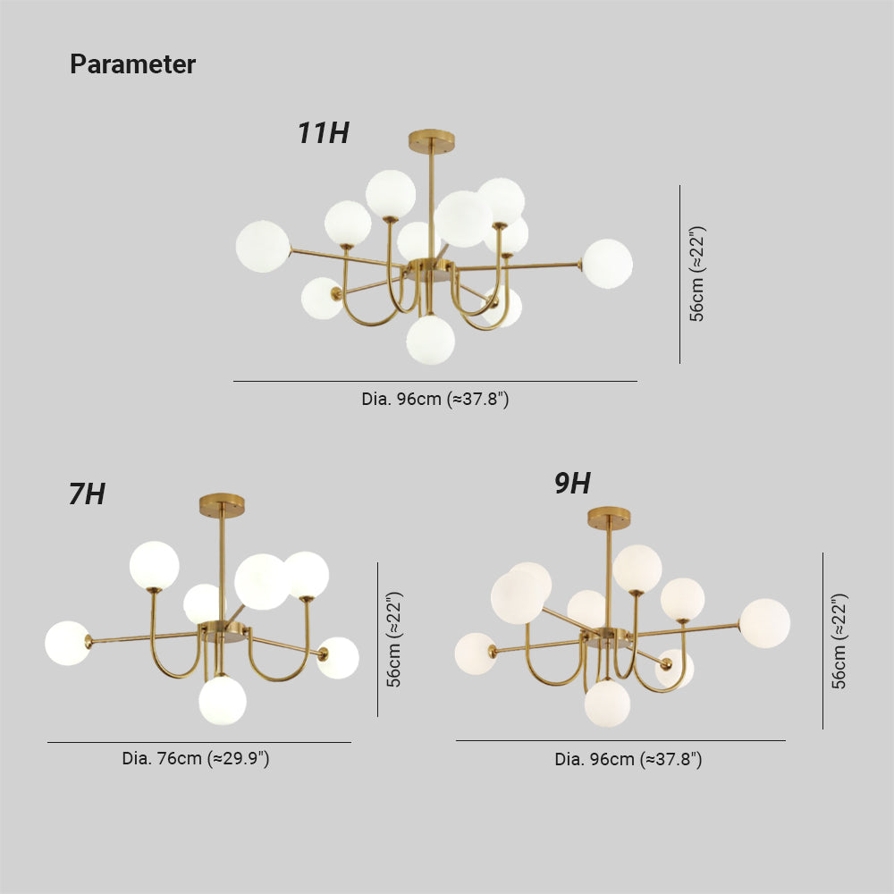 Valentina Modern LED Chandelier Gold Glass Living/Dining Room/Bedroom - Neutral Decor