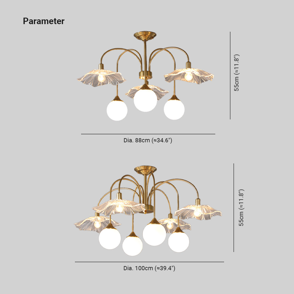 Valentina Nordic LED Chandelier Gold Glass Living/Dining Room/Bedroom - Neutral Decor