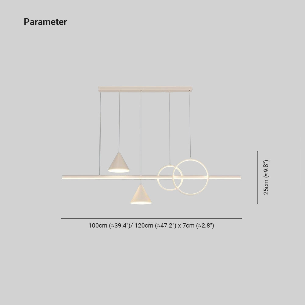 Arisha Contemporary Geometric Style Linear Metal Pendant Light White/Black - Neutral Decor