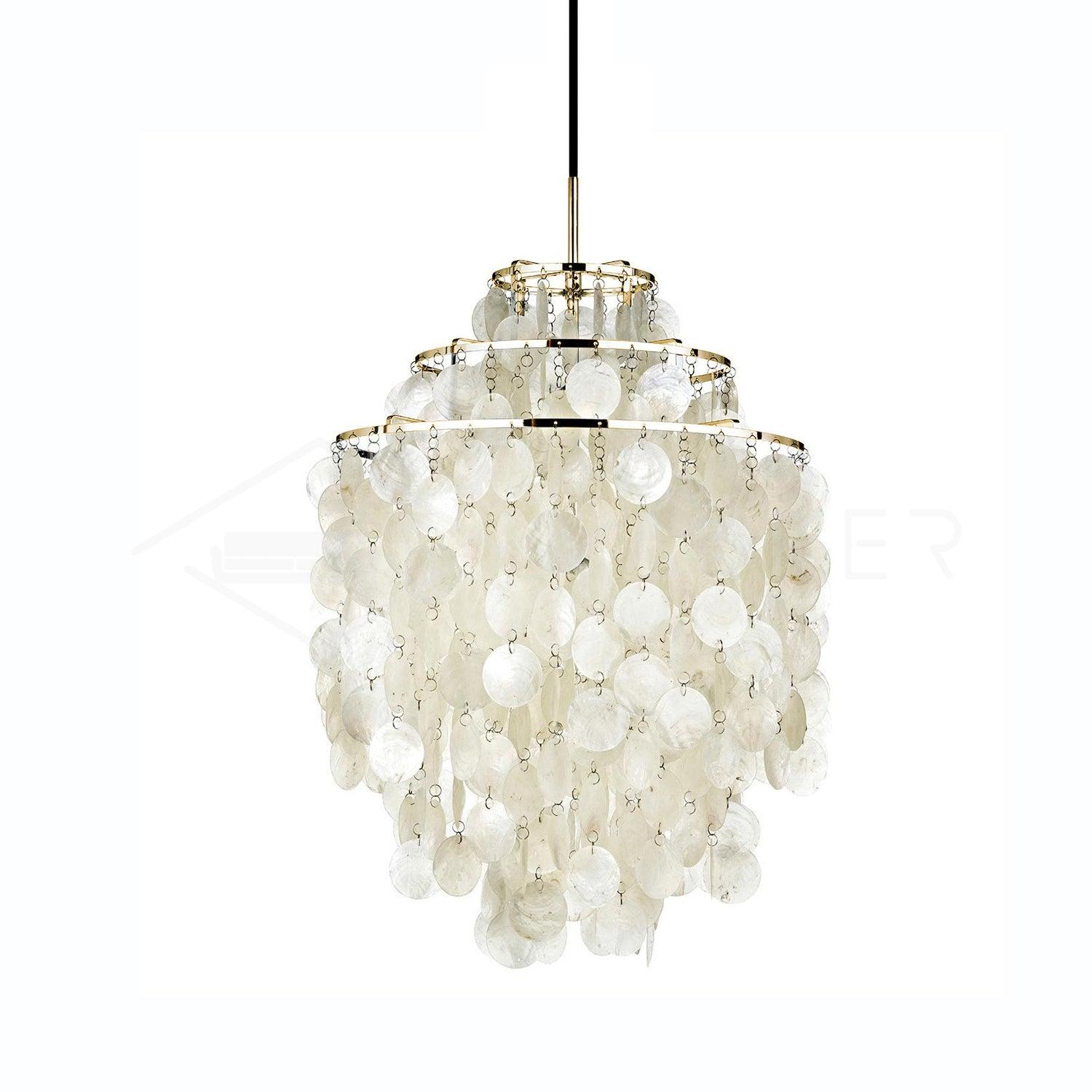 Rivena Pendant Lamp Round Shell Ring-Neutral Decor