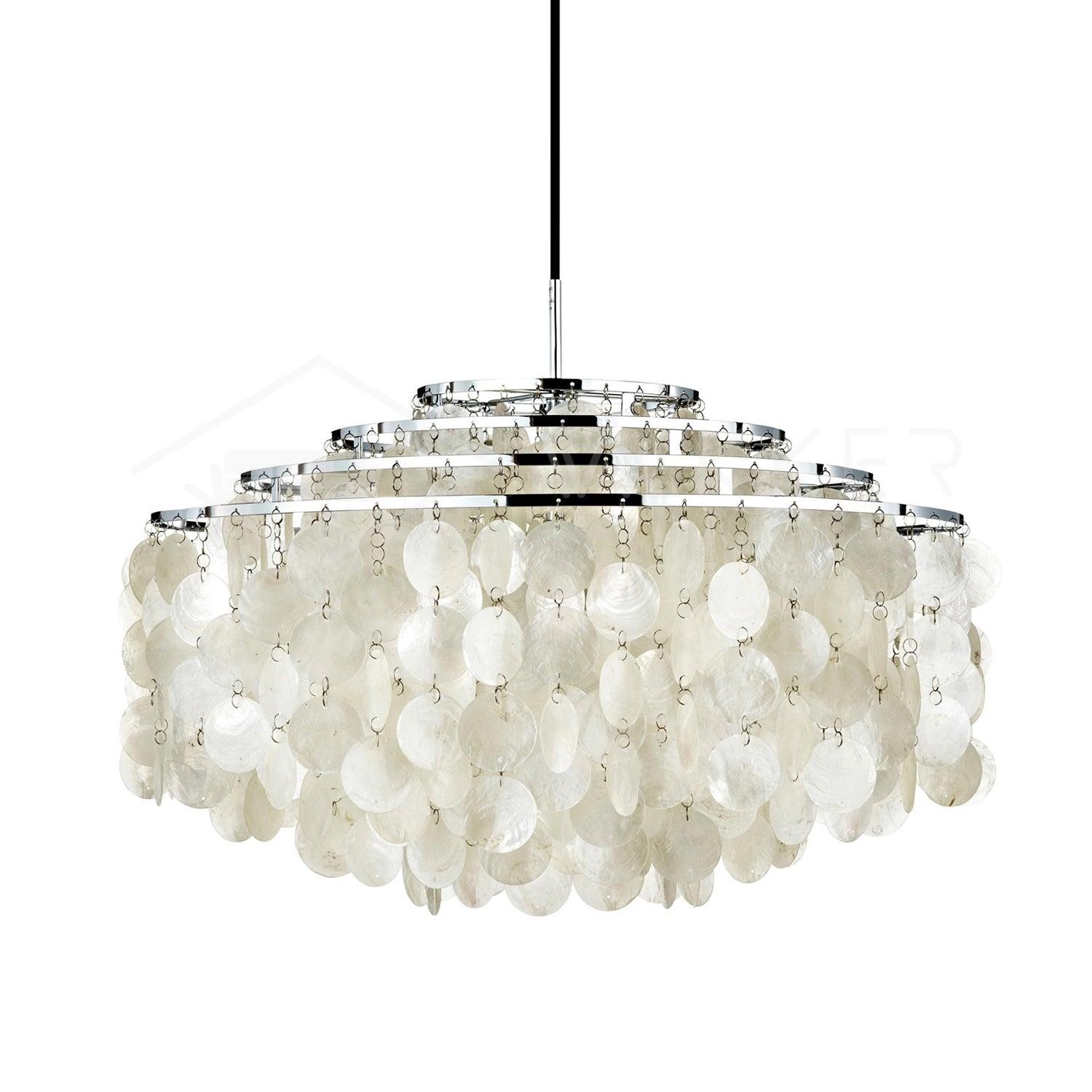 Rivena Pendant Lamp Round Shell Ring-Neutral Decor