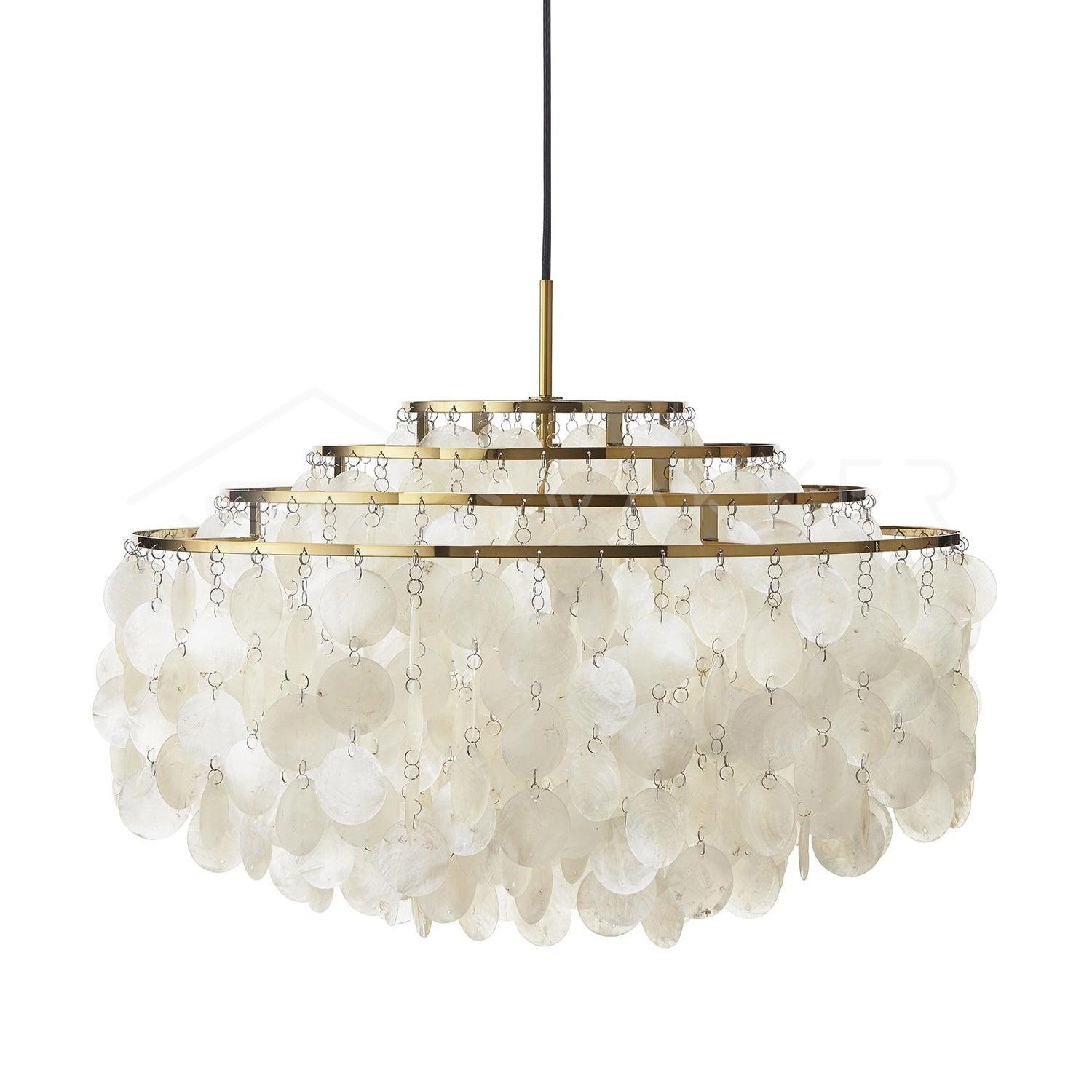 Rivena Pendant Lamp Round Shell Ring-Neutral Decor