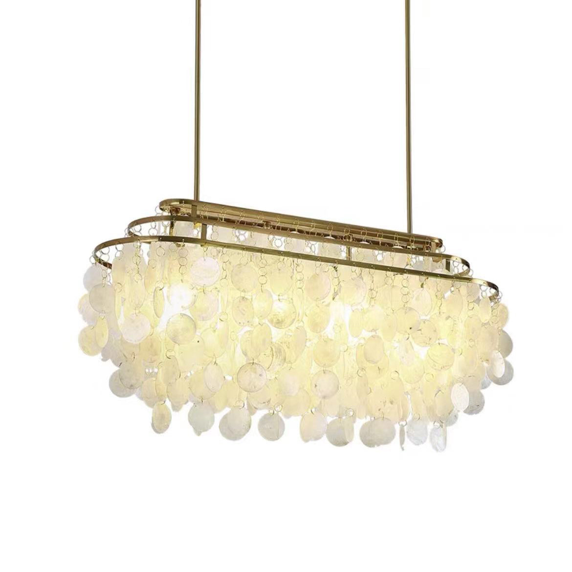 Rivena Pendant Lamp Round Shell Ring-Neutral Decor