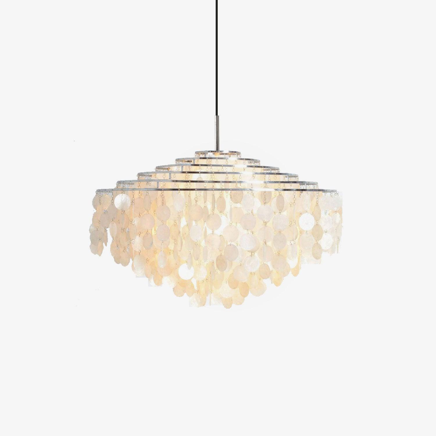 Rivena Pendant Lamp Round Shell Ring-Neutral Decor