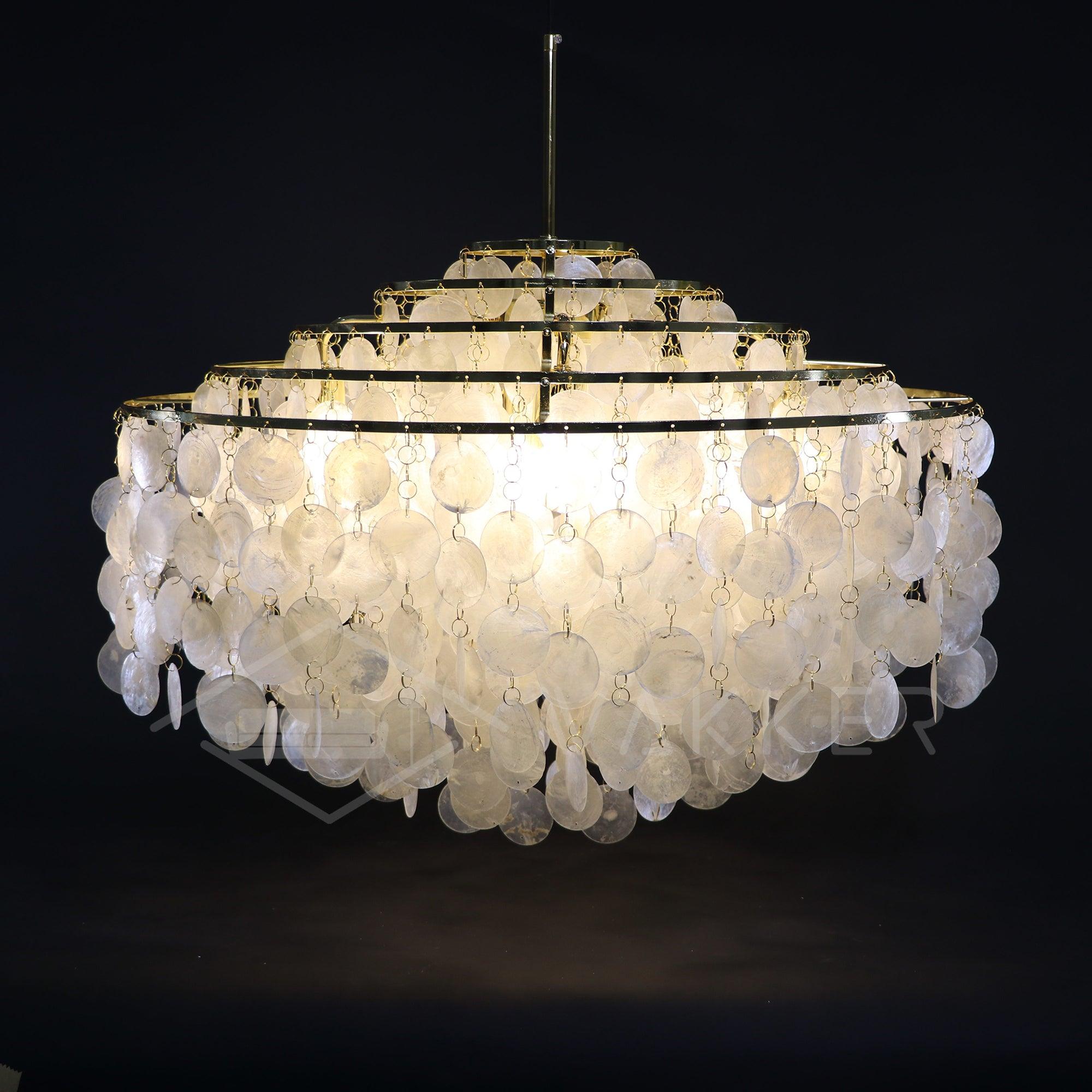 Rivena Pendant Lamp Round Shell Ring-Neutral Decor