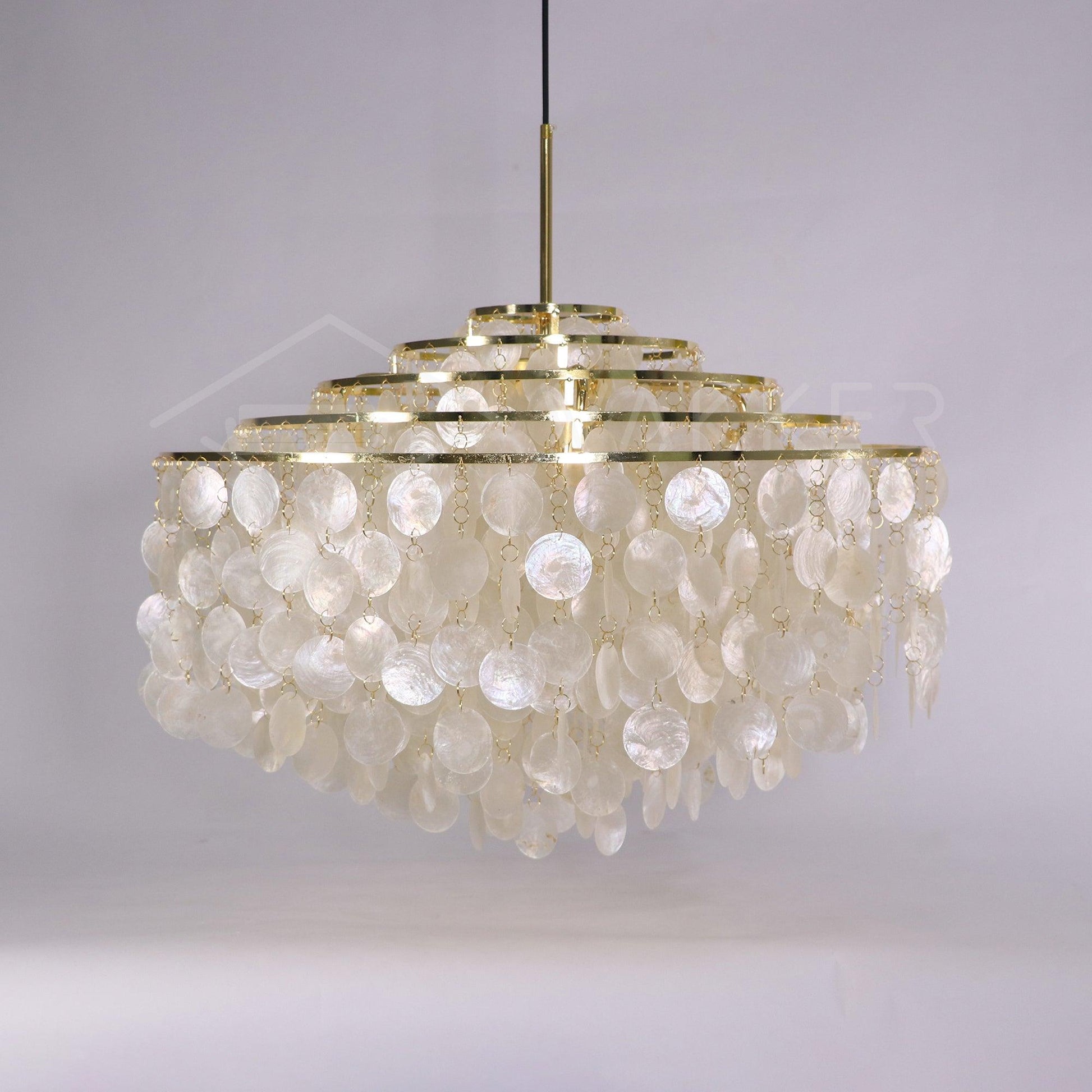 Rivena Pendant Lamp Round Shell Ring-Neutral Decor