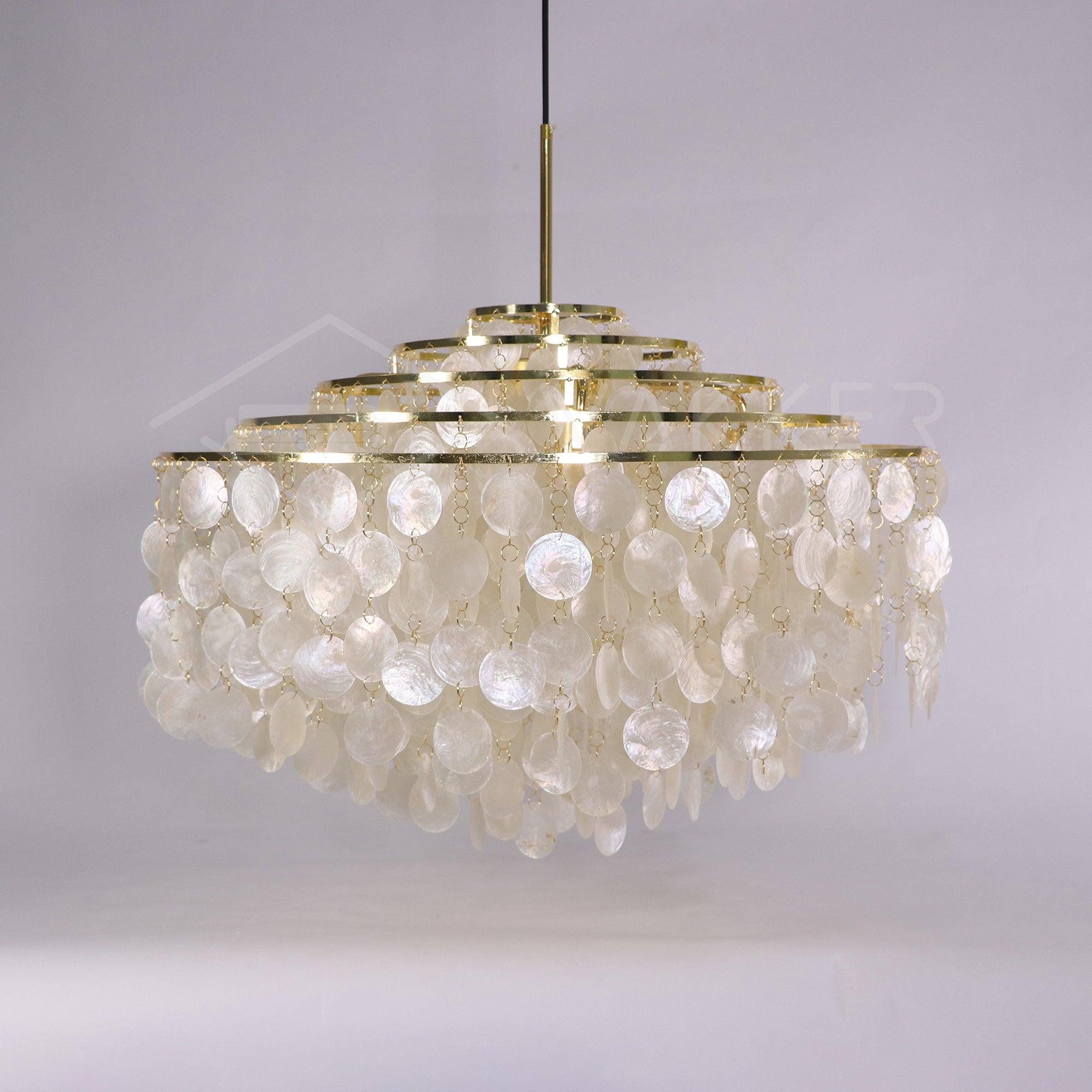 Rivena Pendant Lamp Round Shell Ring-Neutral Decor