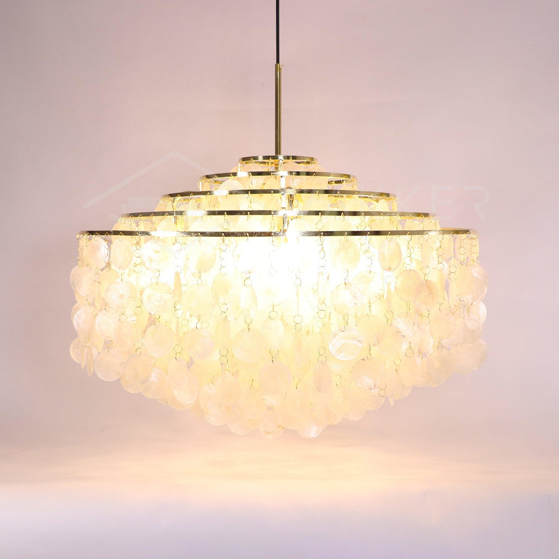 Rivena Pendant Lamp Round Shell Ring-Neutral Decor
