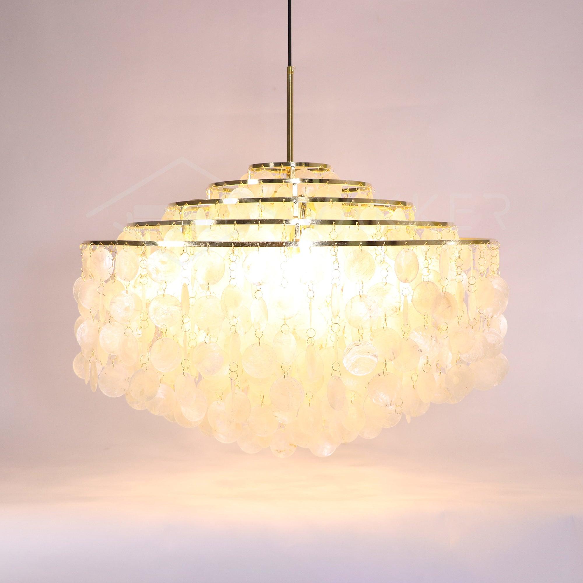Rivena Pendant Lamp Round Shell Ring-Neutral Decor