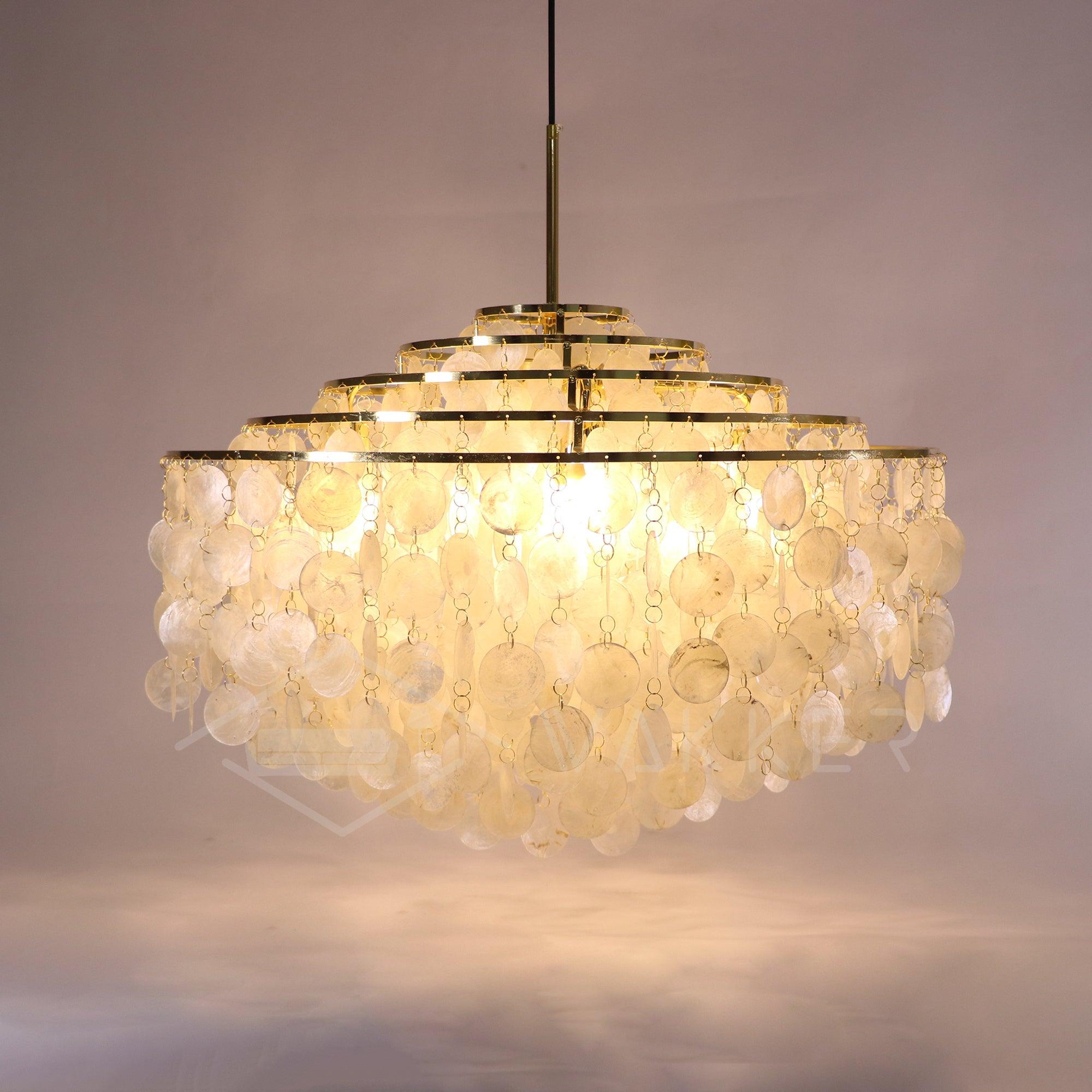 Rivena Pendant Lamp Round Shell Ring-Neutral Decor