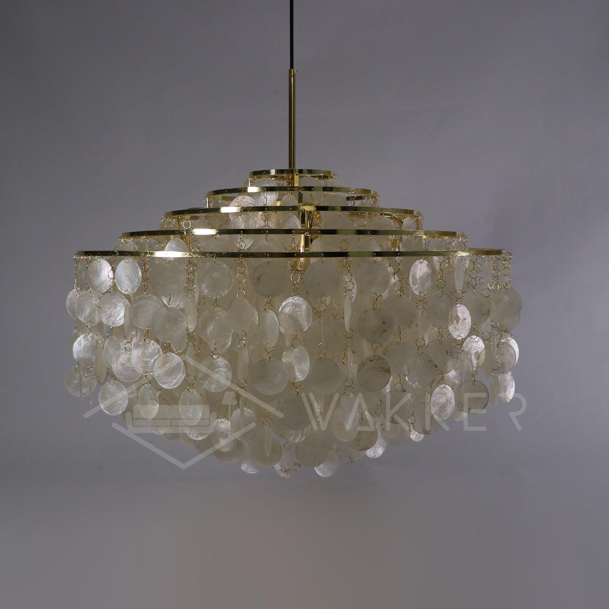 Rivena Pendant Lamp Round Shell Ring-Neutral Decor