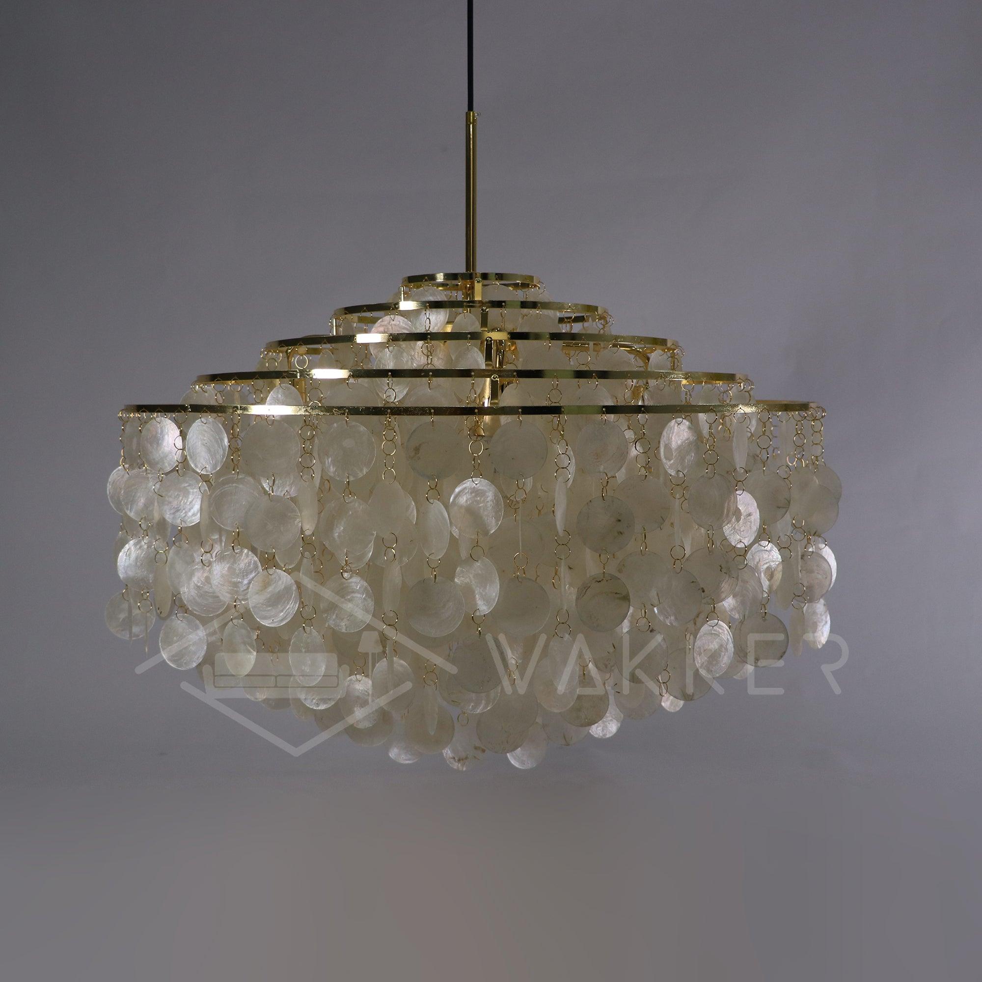 Rivena Pendant Lamp Round Shell Ring-Neutral Decor
