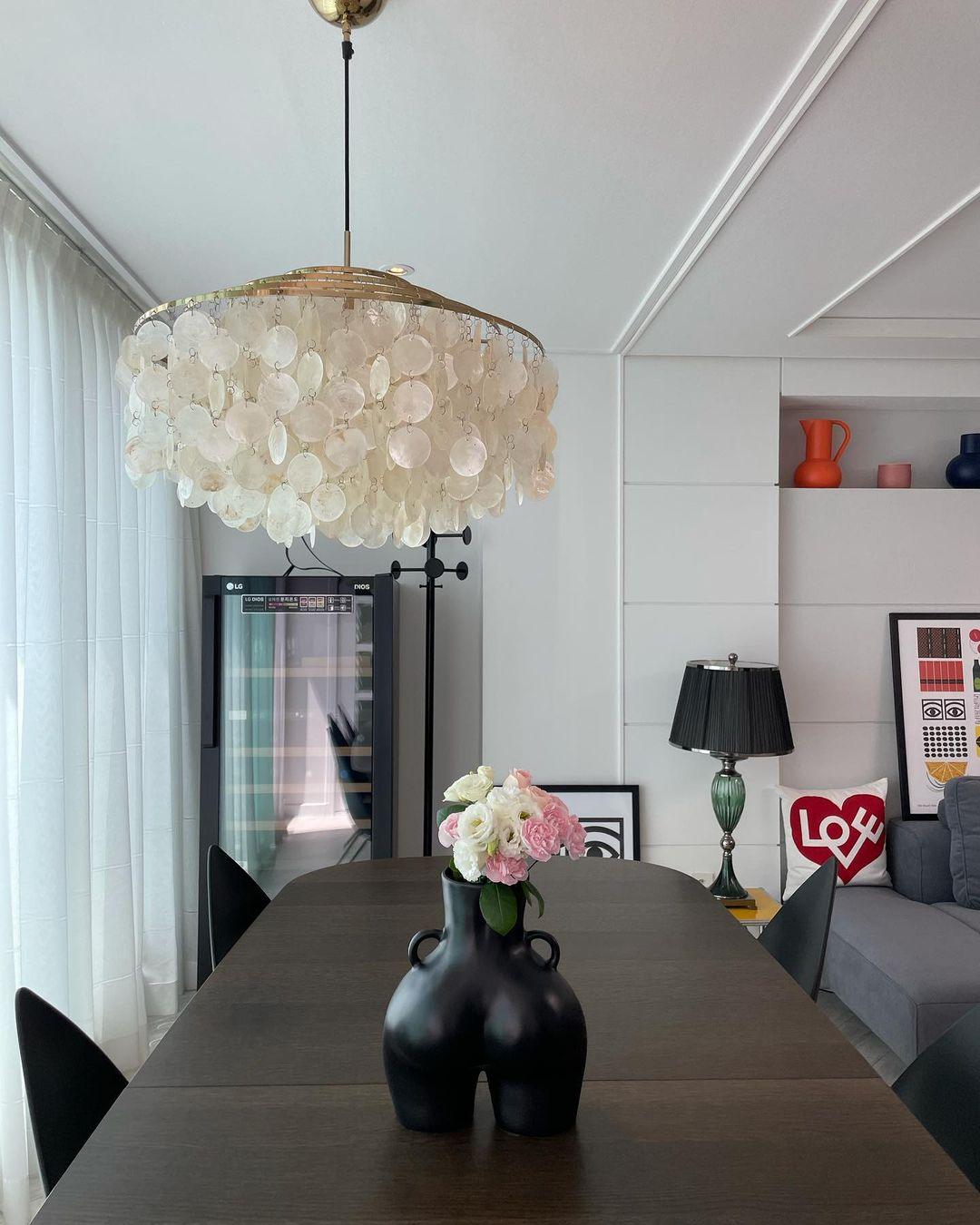 Rivena Pendant Lamp Round Shell Ring-Neutral Decor