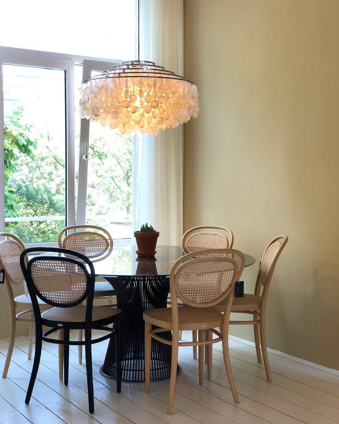 Rivena Pendant Lamp Round Shell Ring-Neutral Decor