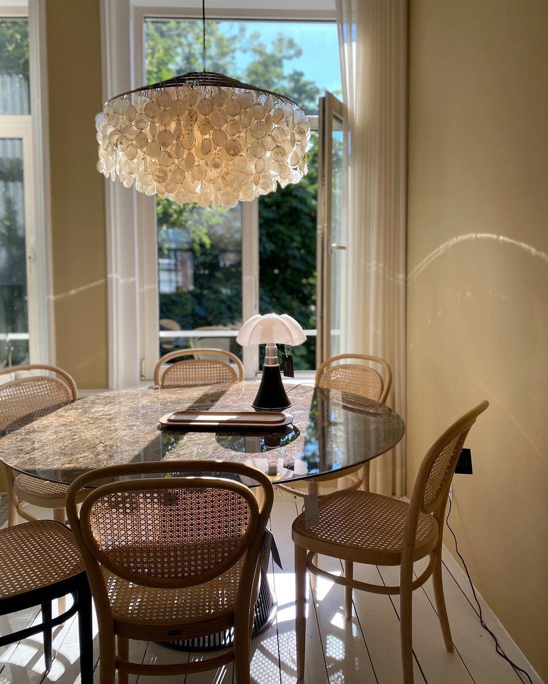 Rivena Pendant Lamp Round Shell Ring-Neutral Decor