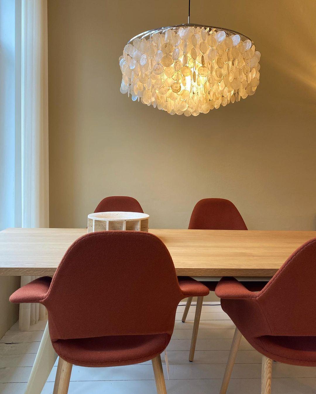 Rivena Pendant Lamp Round Shell Ring-Neutral Decor