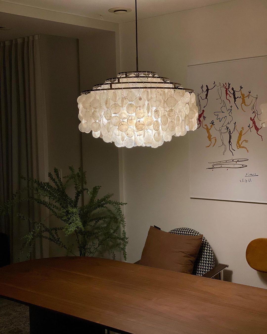 Rivena Pendant Lamp Round Shell Ring-Neutral Decor