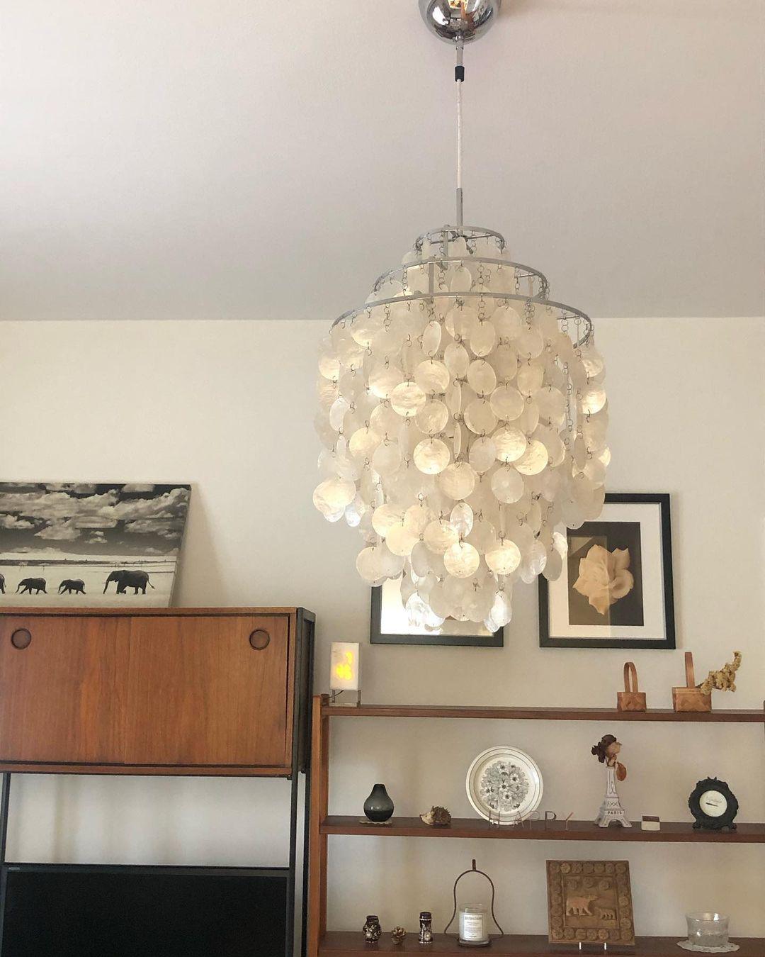 Rivena Pendant Lamp Round Shell Ring-Neutral Decor
