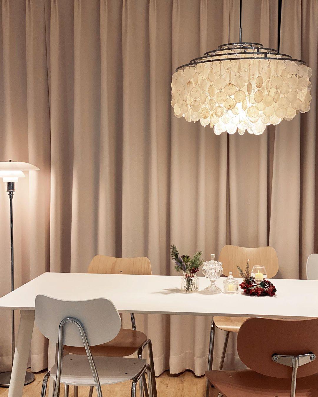 Rivena Pendant Lamp Round Shell Ring-Neutral Decor