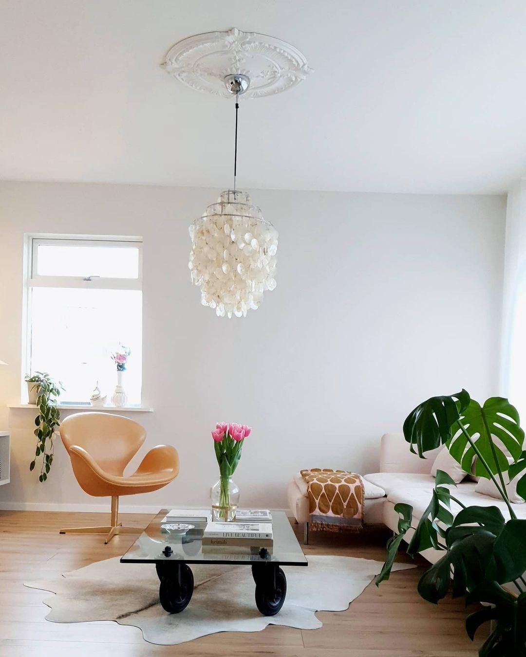 Rivena Pendant Lamp Round Shell Ring-Neutral Decor