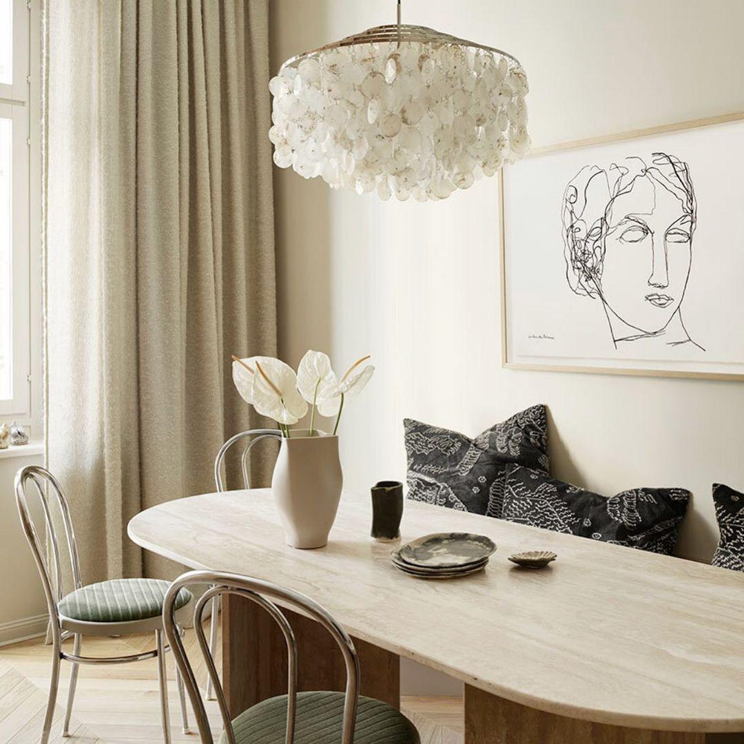 Rivena Pendant Lamp Round Shell Ring-Neutral Decor